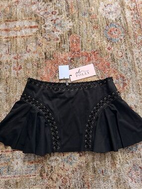 Oh Polly Black Lace-Up Mini Skirt